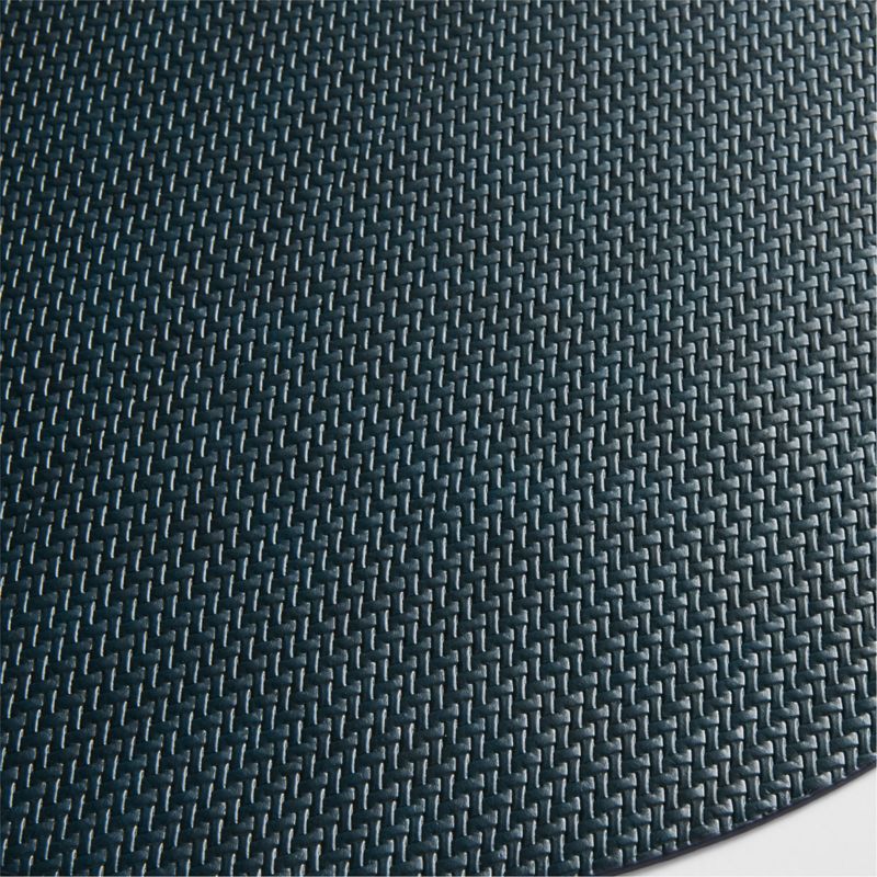 Rizzo Round Basketweave Faux Leather Easy Care Navy-Green Placemat - image 2 of 3