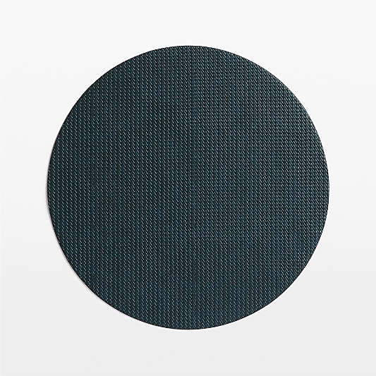 Rizzo Round Basketweave Faux Leather Easy Care Navy-Green Placemat