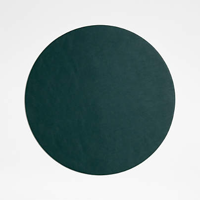 Rizzo Round Reversible Green and White Faux Leather Placemat