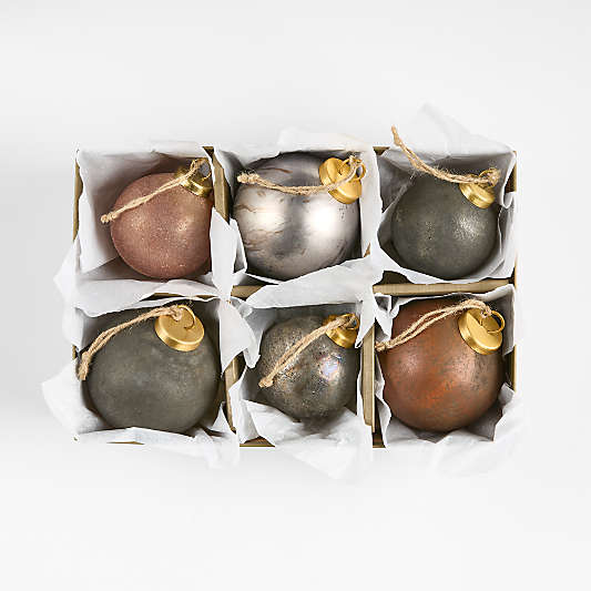 Rizzo Textured Ball Christmas Ornaments by Leanne Ford, Boxed Set of 6