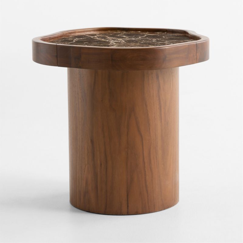 Roland Marble and Walnut Wood 21" Side Table by Venus Williams, Set of 2 - image 2 of 4