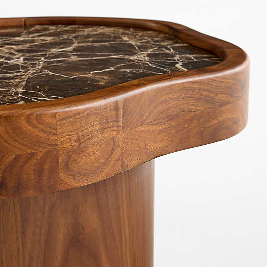 Roland Marble and Walnut Wood 21" Side Table by Venus Williams, Set of 2
