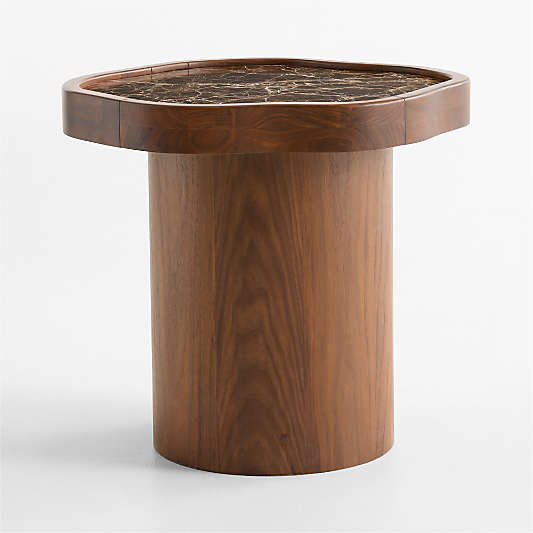 Roland Marble and Walnut Wood 21" Side Table by Venus Williams