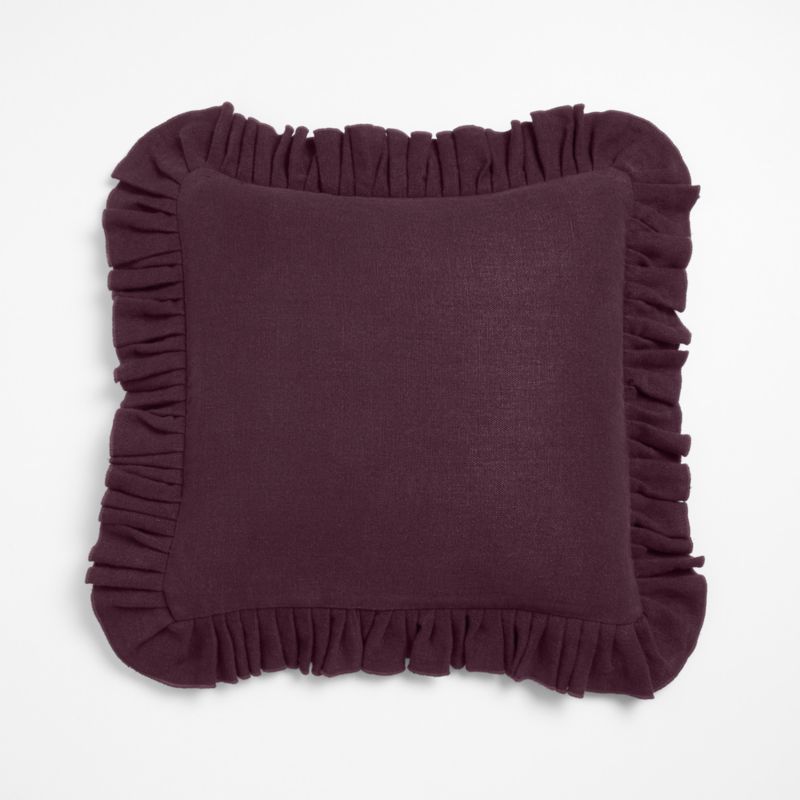 Relaxed Linen Ruffle 20"x20" Deep Burgundy Throw Pillow Cover with Down-Alterntative Insert - image 2 of 5