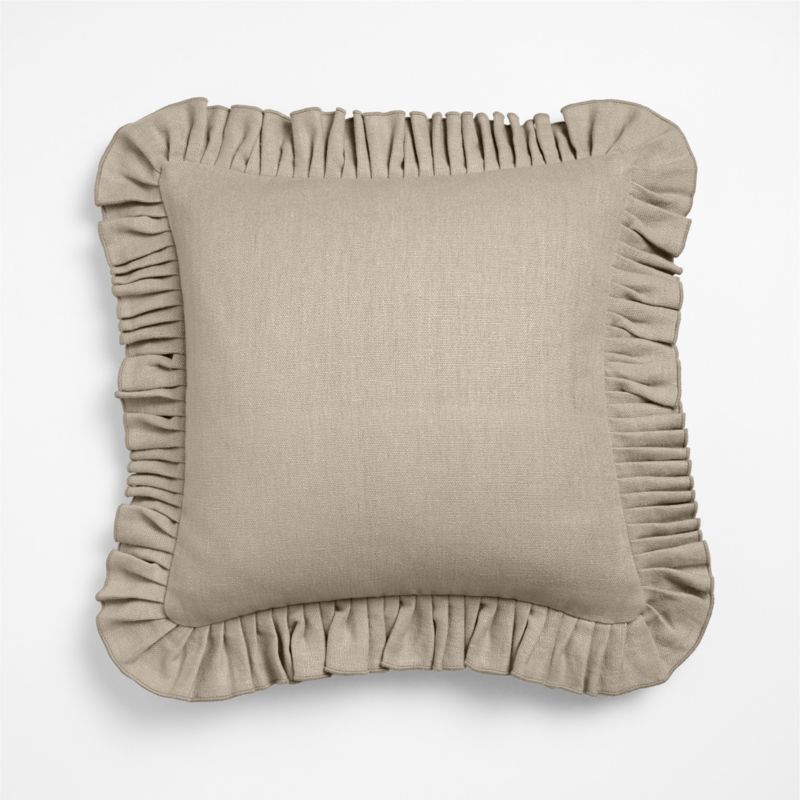 Relaxed Linen Ruffle 20"x20" Natural Taupe Throw Pillow Cover - image 2 of 4