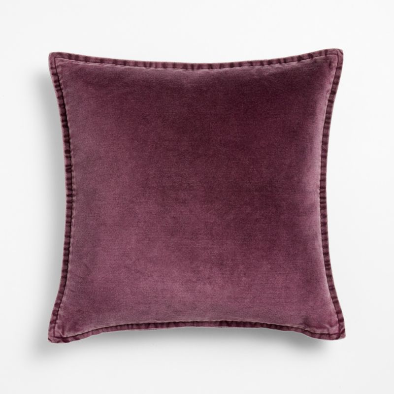 Relaxed Washed Organic Cotton Velvet 20"x20" Deep Burgundy Throw Pillow Cover with Down-AlternativeInsert - image 1 of 5