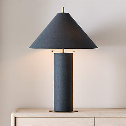 Remi Navy Blue Linen Table Lamp 31.7"
