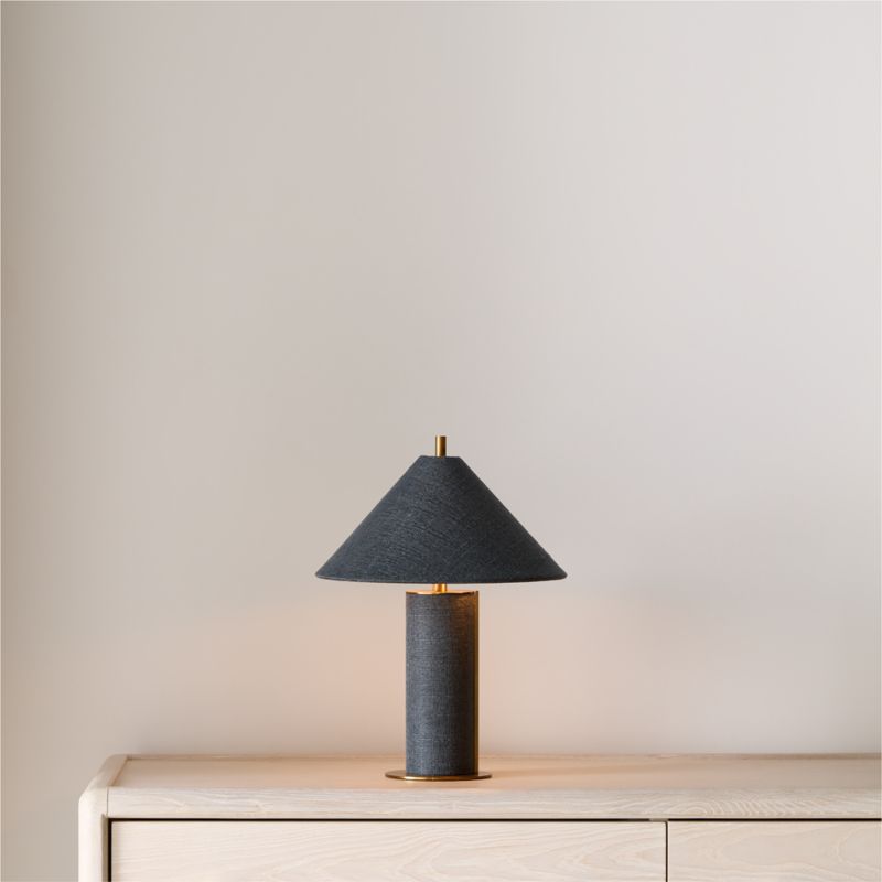 Remi Navy Linen Mini Table Lamp 15" - image 3 of 11