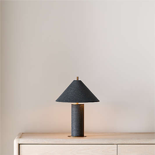 Remi Navy Linen Mini Table Lamp 15"