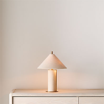 View Remi Ivory Linen Mini Table Lamp 15" details