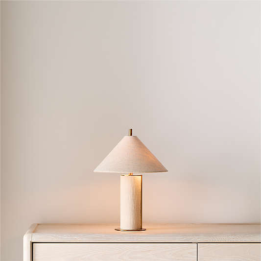 Remi Ivory Linen Mini Table Lamp 15"