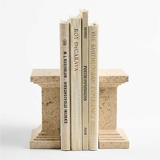 Roma Travertine Bookends, Set of 2
