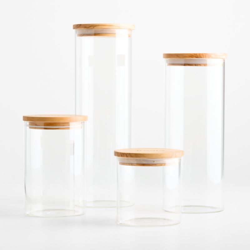 Large Round Glass Canister with Olivewood Lid - image 1 of 6