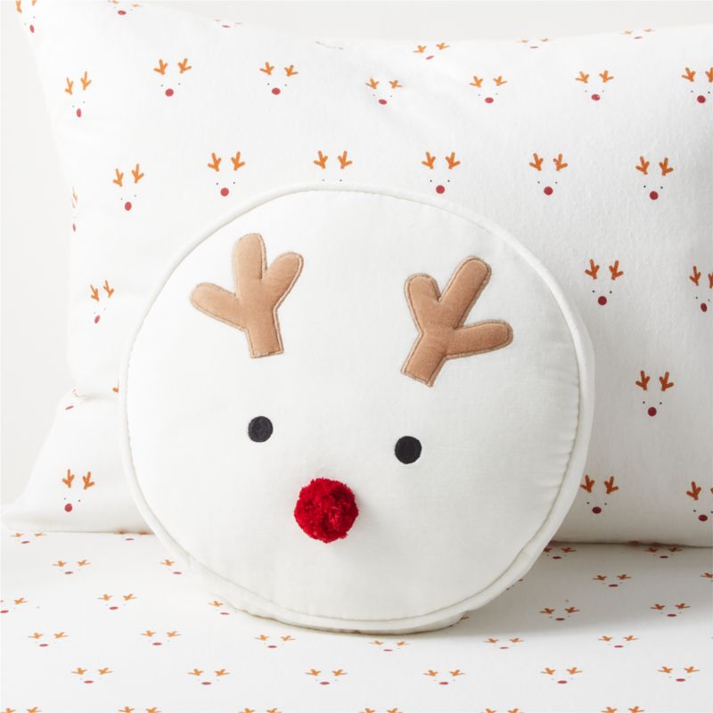 Christmas Reindeer Round Velvet Kids Throw Pillow