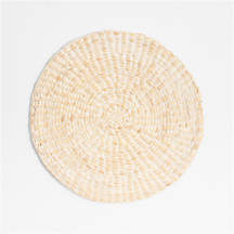 Whitewashed Water Hyacinth Woven Round Placemat + Reviews | Crate & Barrel