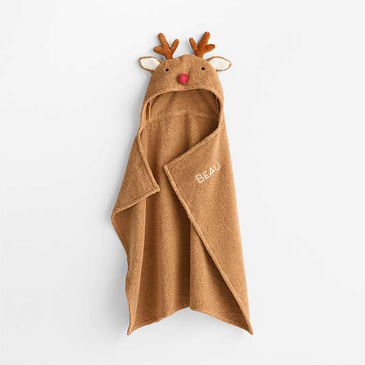 Reindeer 100% Organic Cotton Hooded Baby Christmas Towel
