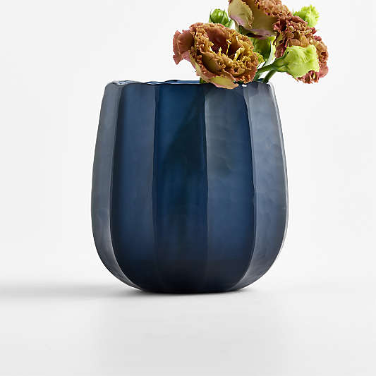 Renata Small Glass Dark Blue Vase 6"