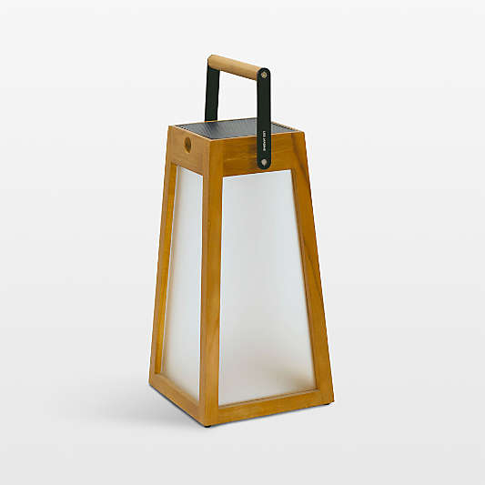 Les Jardins Roam Teak LED Outdoor Solar-Powered Lantern 16"