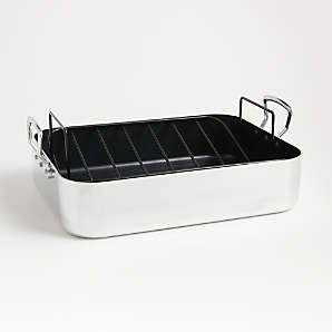 15¼ Roasting Pan with Rack, 7 PCS Stainless Steel Roaster, Lasagna Pa