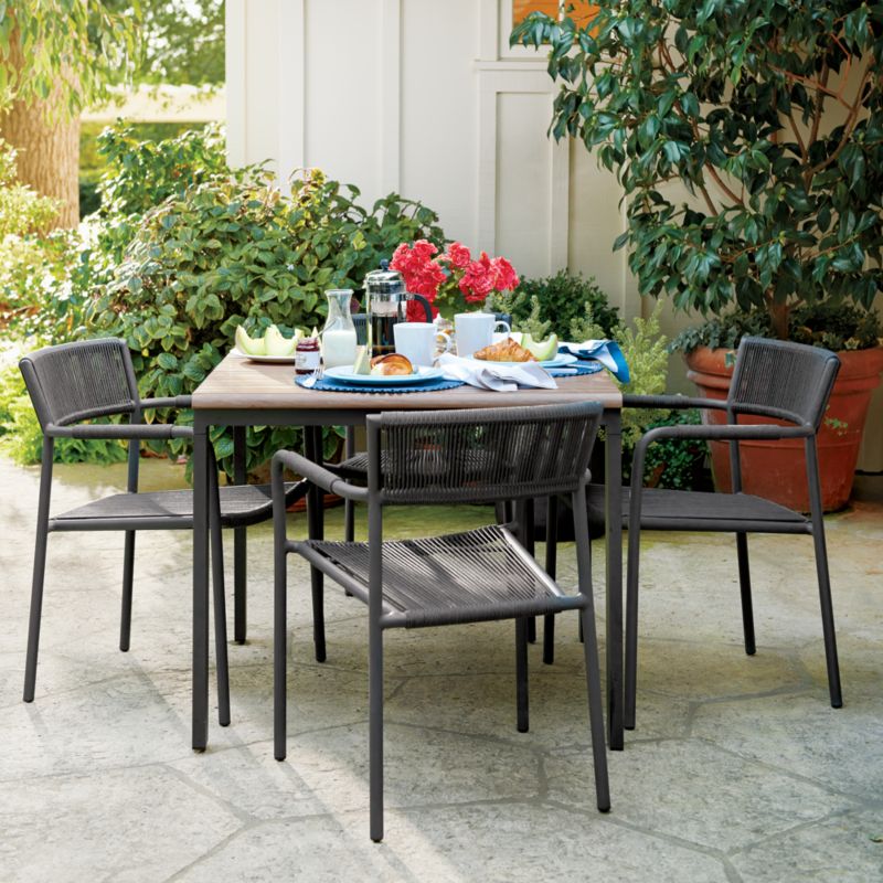 Morocco Graphite Stackable Outdoor Dining Chair with Arms