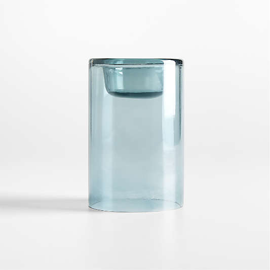Roche Medium Blue Glass Tealight Candle Holder 5.5"