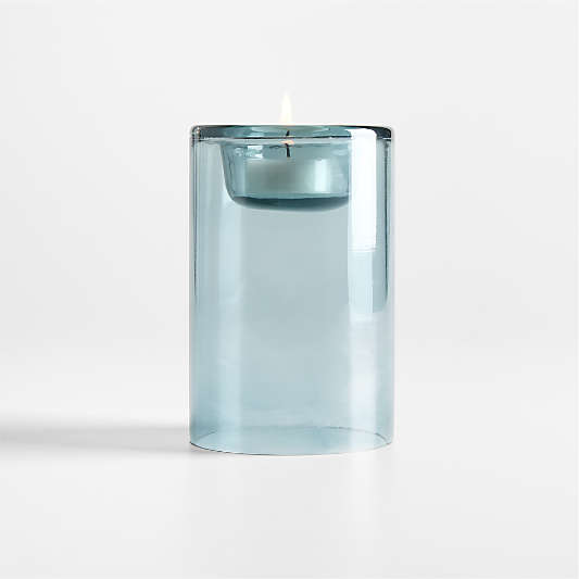 Roche Blue Glass Tealight Candle Holders