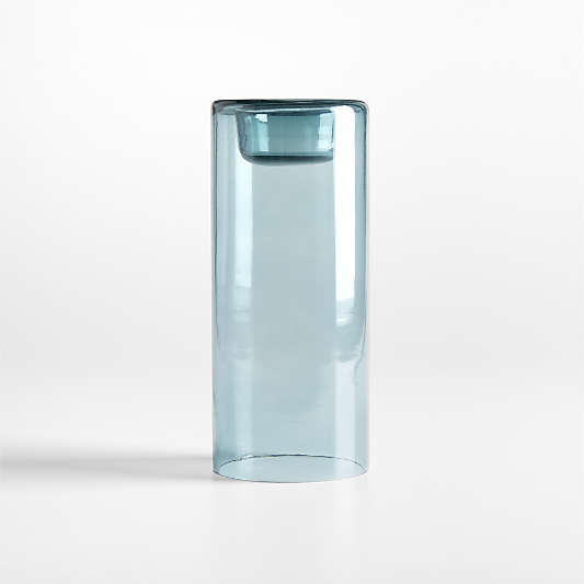 Roche Large Blue Glass Tealight Candle Holder 8"