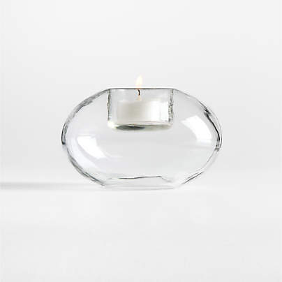 Roche Small Clear Glass Round Tealight Candle Holder 3.5"