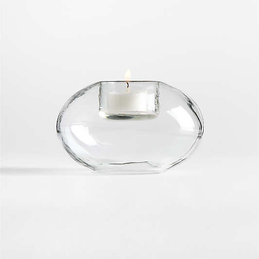Roche Small Clear Glass Round Tealight Candle Holder 3.5"