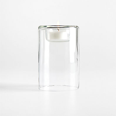 View Roche Medium Clear Glass Tealight Candle Holder 5.5" details
