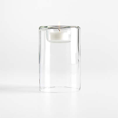 Roche Medium Clear Glass Tealight Candle Holder 5.5"