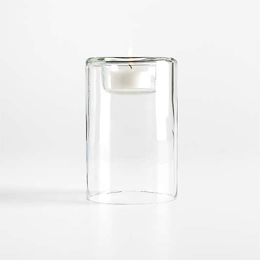 Roche Medium Clear Glass Tealight Candle Holder 5.5"