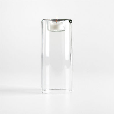 View Roche Large Clear Glass Tealight Candle Holder 8" details