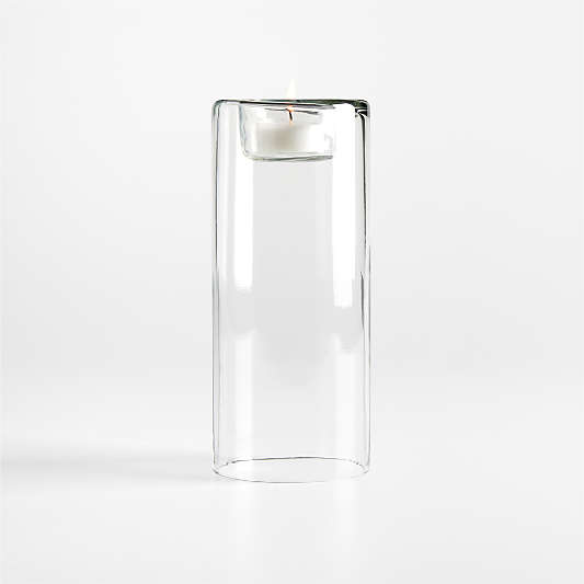 Roche Large Clear Glass Tealight Candle Holder 8"