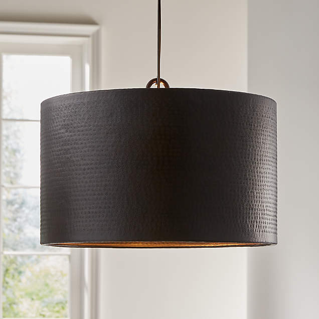 Cosmo Bronze Pendant Light Reviews Crate Barrel   Rodan Hammered Dark Bronze Metal Drum Pendant 