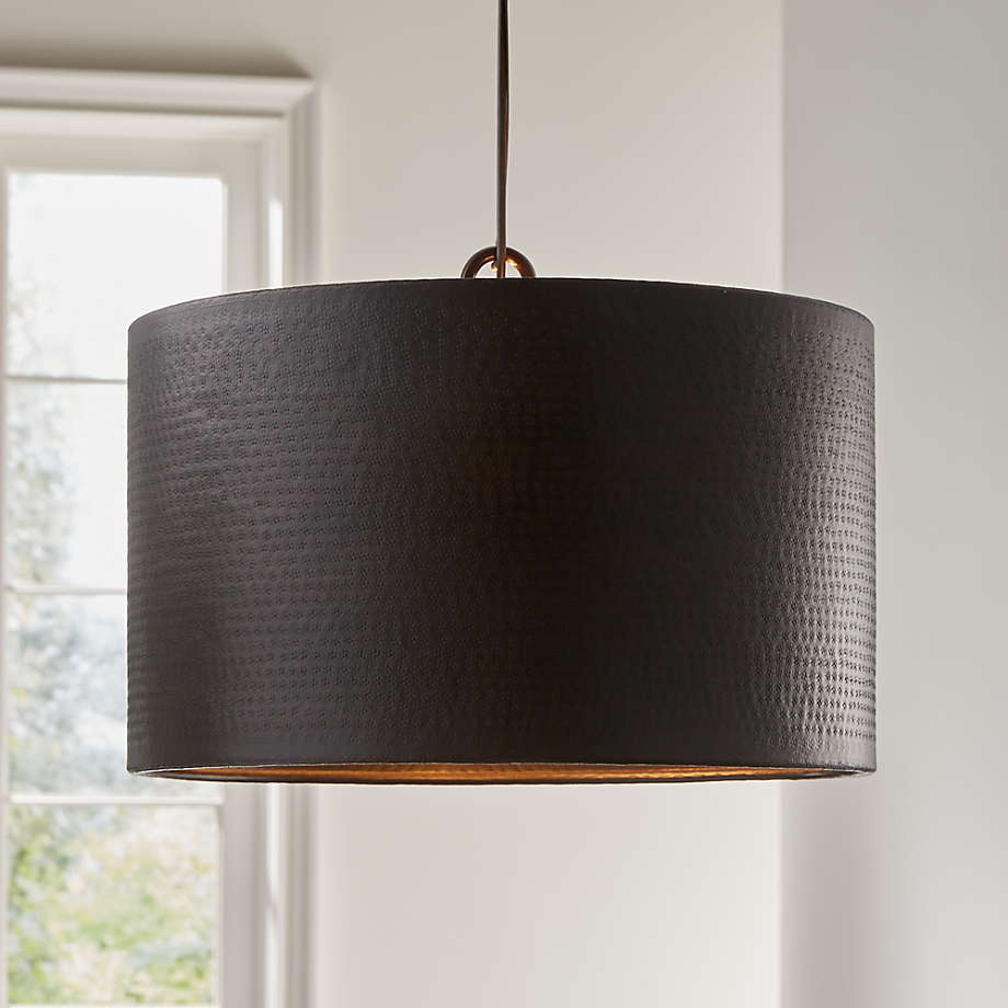 Rodan Hammered Dark Bronze Metal Drum Pendant Light +