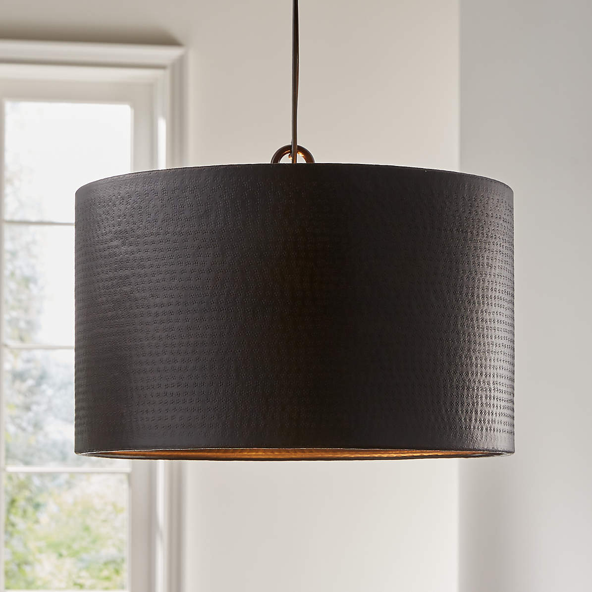 Rodan Hammered Dark Bronze Metal Drum Pendant Light Reviews Crate And Barrel