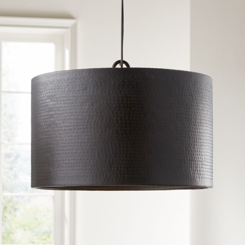 Rodan Hammered Dark Bronze Metal Drum Pendant Light