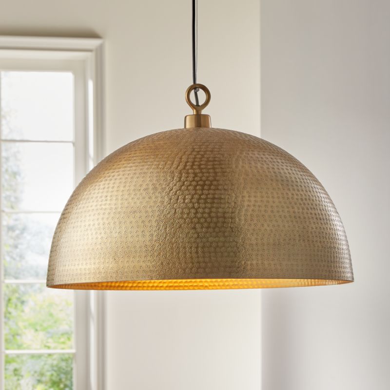 Rodan Hammered Brass Metal Dome Pendant Light