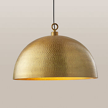 Rodan Hammered Antique Pewter Metal Dome Pendant 24" + Reviews | Crate ...