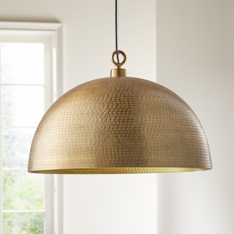 Rodan Hammered Brass Dome Pendant Light + Reviews | Crate & Barrel