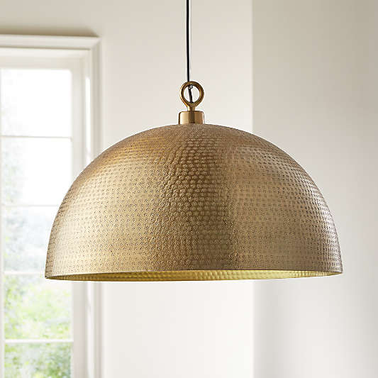 Rodan Hammered Brass Metal Dome Pendant Light