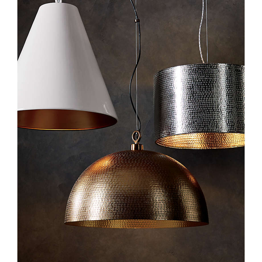 Brushed Brass Hammered Dome Pendant Light Fixture