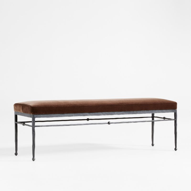 Rodin Brown Velvet Bench by Athena Calderone