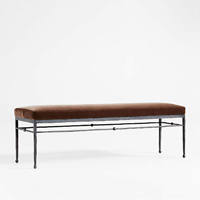 Rodin Brown Velvet Bench by Athena Calderone