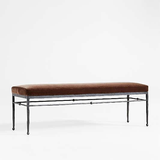 Rodin 60.75" Brown Velvet Bench by Athena Calderone