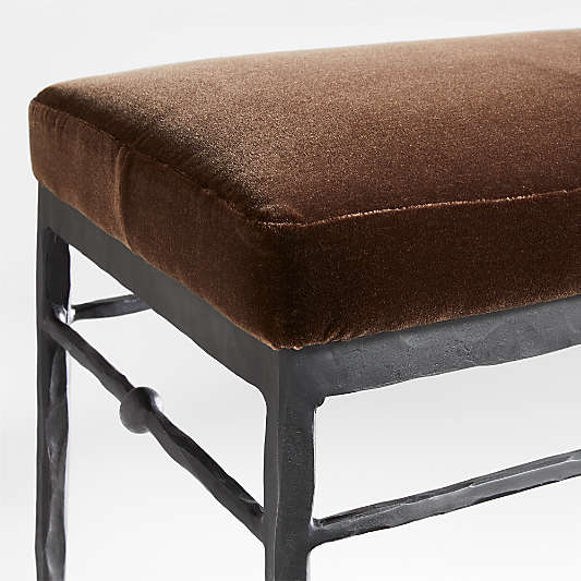 Rodin Brown Velvet Bench by Athena Calderone