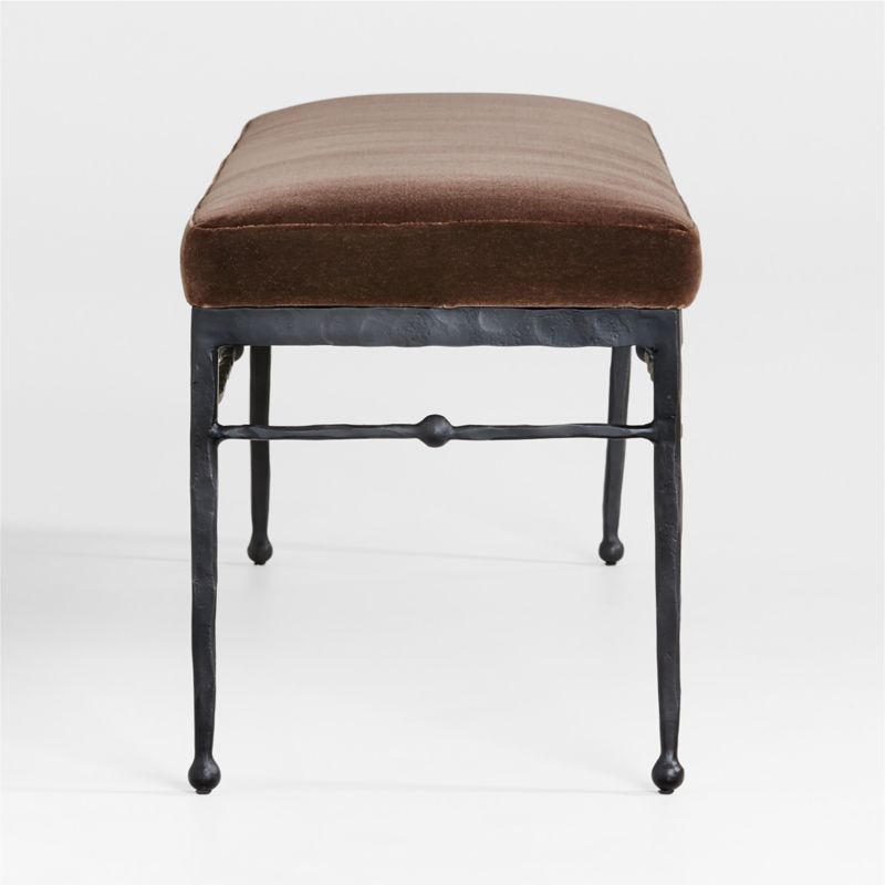 Rodin Brown Velvet Bench by Athena Calderone