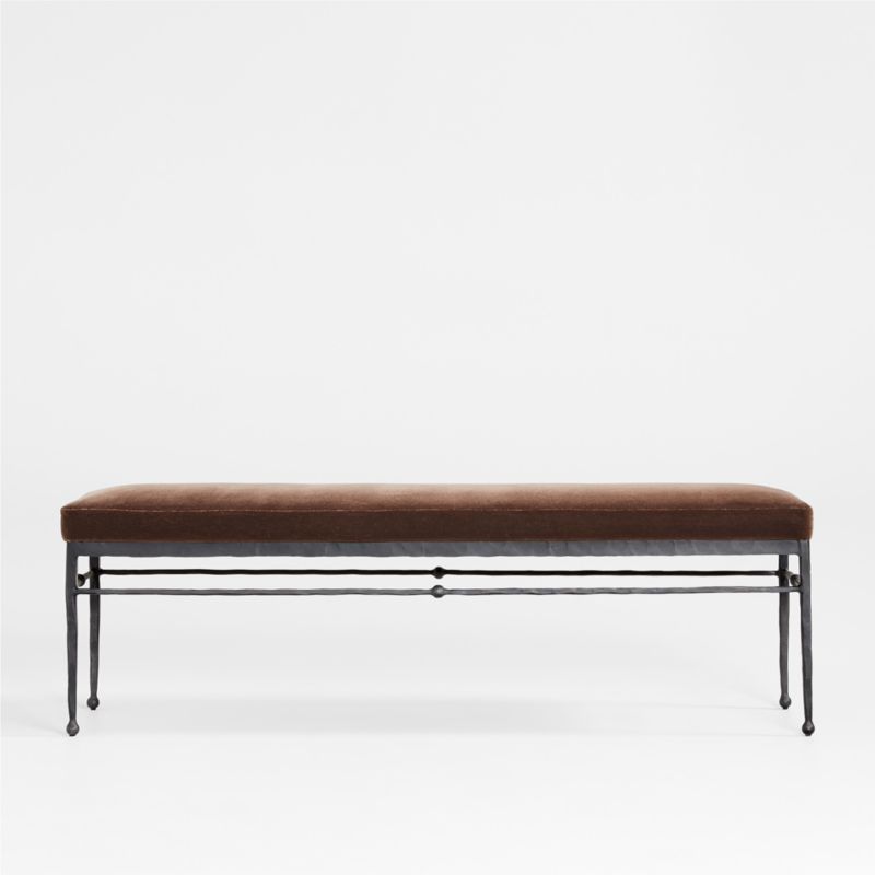 Rodin Brown Velvet Bench by Athena Calderone