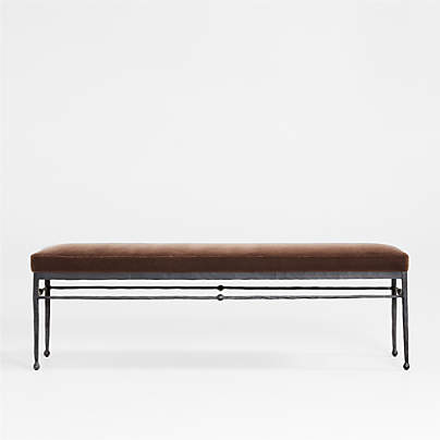 Rodin Brown Velvet Bench by Athena Calderone